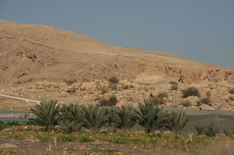 Kopár táj a Holt-tenger partján